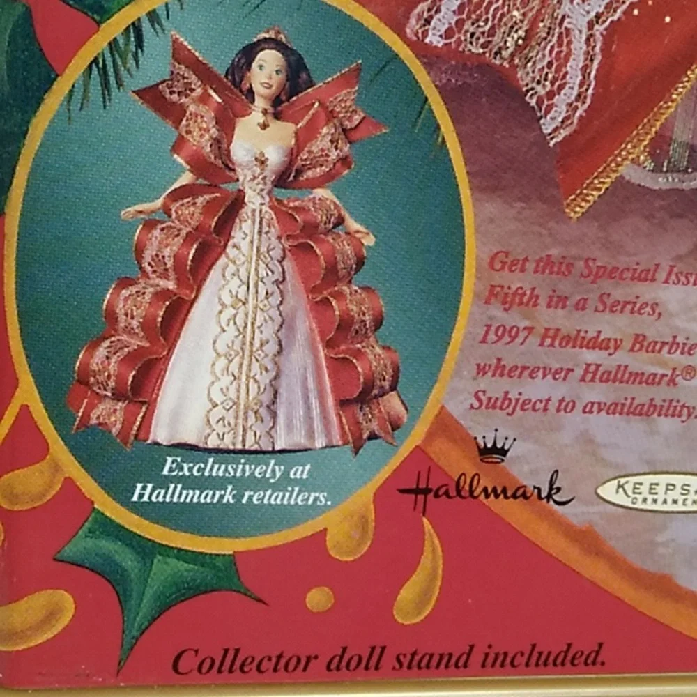 SALE! Mattel Vintage 1997 Happy Holidays Barbie Collectors Item W/Stand (B-6) - Picture 13 of 15